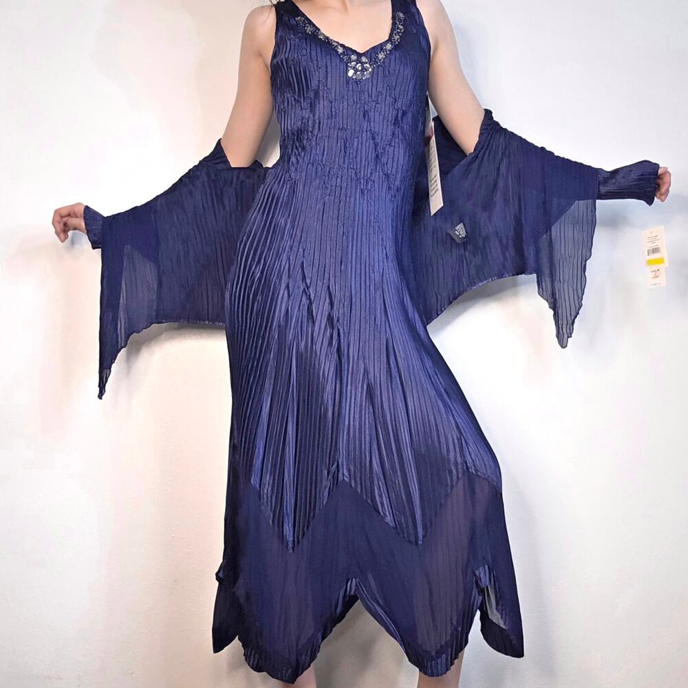 Vintage 90s Y2K Crinkle Dress Set Purple Whimsigoth Formal Fairy Goth Medium